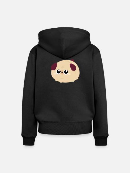 Pubbiges Kawaii-Mopsgesicht - Frauen Premium Bio Zip Hoodie - Schwarz