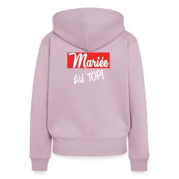 ICH HABE GERADE GEHEIRATET. Junggesellinnenabschied. VALENTINSTAG. PAAR - Frauen Premium Bio Zip Hoodie - Altrosa - Hinten - Julia (174cm)