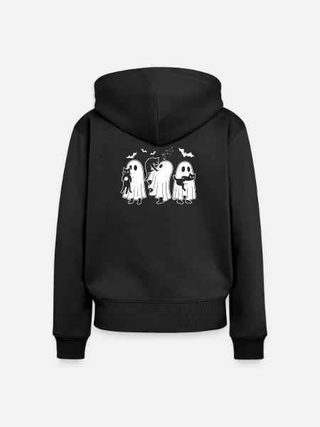 Halloween Cat Lovers - Frauen Premium Bio Zip Hoodie - Schwarz
