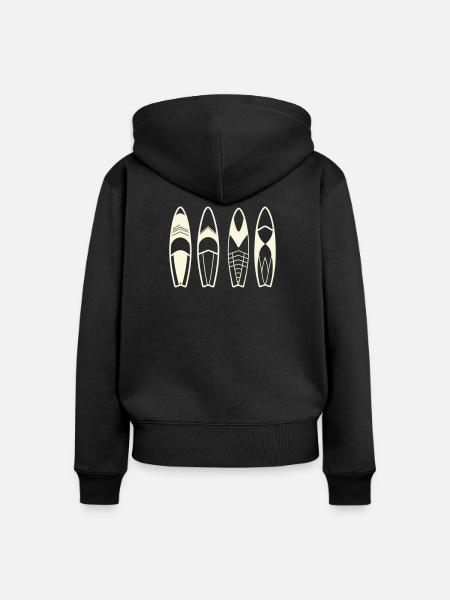 Minimalistische abstrakte Surfbretter - Frauen Premium Bio Zip Hoodie - Schwarz