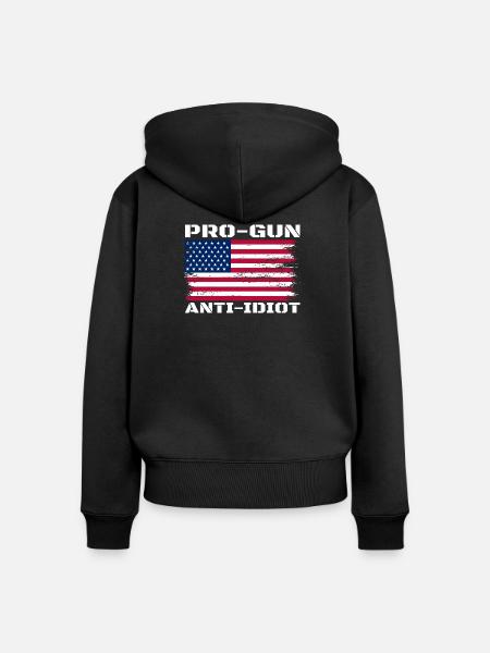 Pro-Waffen, Anti-Idiot - Frauen Premium Bio Zip Hoodie - Schwarz