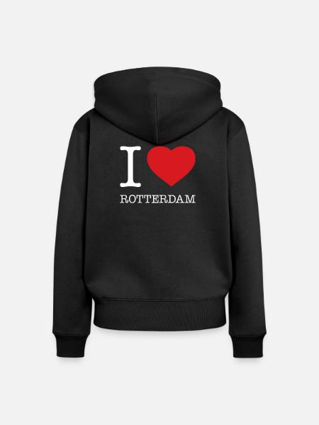 I LOVE ROTTERDAM - Frauen Premium Bio Zip Hoodie - Schwarz