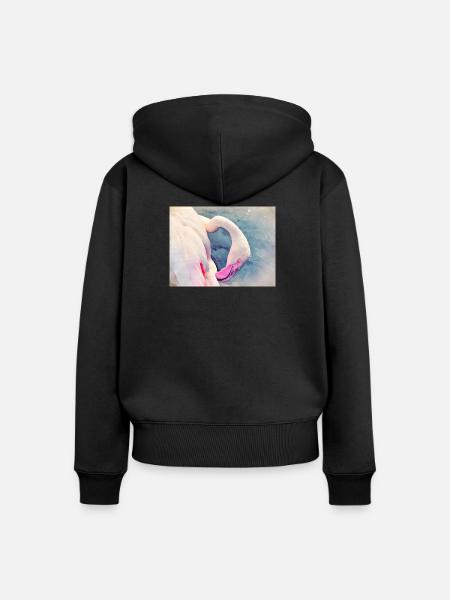Flamingo - Frauen Premium Bio Zip Hoodie - Schwarz