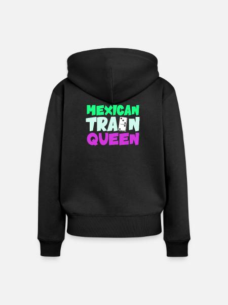Mexican Train Domino - Frauen Premium Bio Zip Hoodie - Schwarz