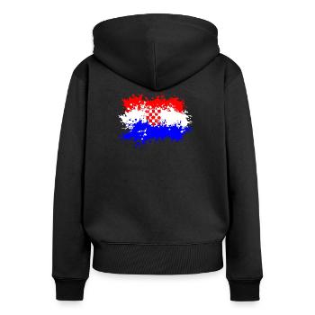 Kroatien Flagge Splash - Frauen Premium Bio Zip Hoodie - Schwarz - Hinten - Julia (174cm)