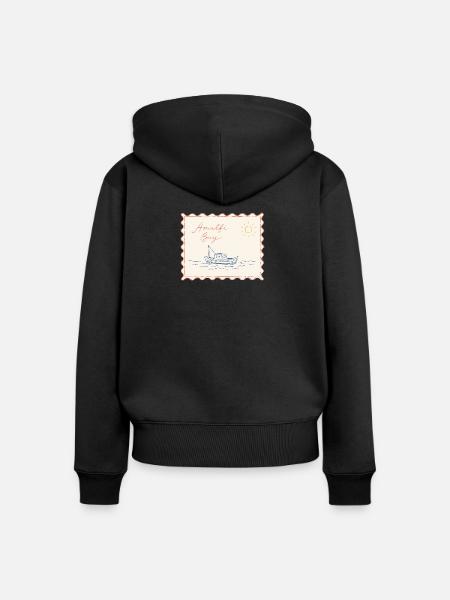 Skizze des Amalfi-Bucht-Boots - Frauen Premium Bio Zip Hoodie - Schwarz