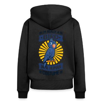 Papagei Sittich - Frauen Premium Bio Zip Hoodie - Schwarz - Hinten - Julia (174cm)