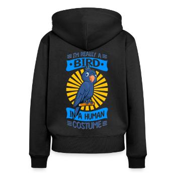 Papagei Sittich - Frauen Premium Bio Zip Hoodie - Schwarz - Hinten - Julia (174cm)