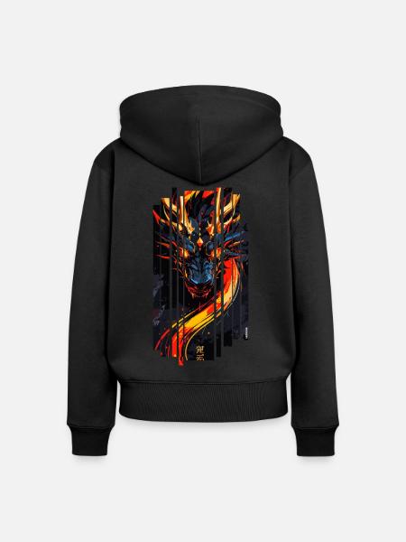 Roter Fantasy-Drache - Frauen Premium Bio Zip Hoodie - Schwarz