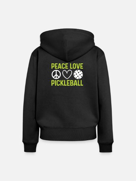 Frieden Liebe Pickleball - Frauen Premium Bio Zip Hoodie - Schwarz