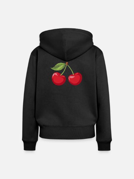 Lebendige Kirsche Illustration - Frauen Premium Bio Zip Hoodie - Schwarz