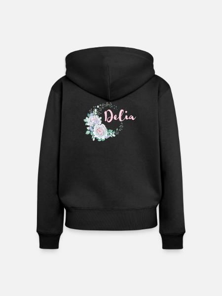 Für Delia - Frauen Premium Bio Zip Hoodie - Schwarz