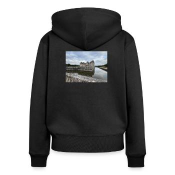 Château de Vaux le Vicomte  - Sweat à capuche zippé Premium bio Femme - noir - Dos - Julia (174cm)