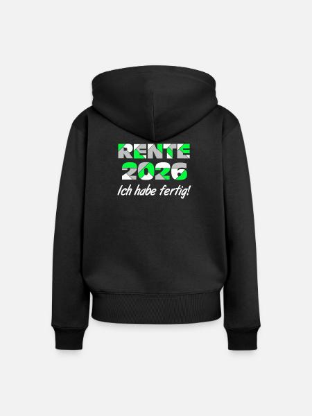 Rente 2026 , ich habe fertig - Frauen Premium Bio Zip Hoodie - Schwarz