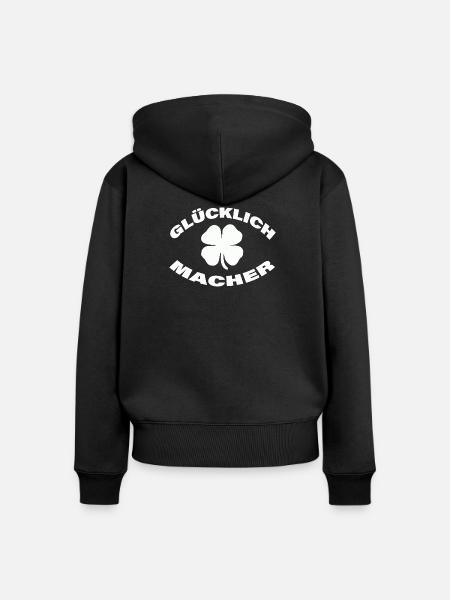 GLÜCKLICHMACHER - Frauen Premium Bio Zip Hoodie - Schwarz