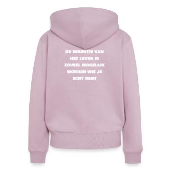 Wirklich du selbst Lebensessenz - Frauen Premium Bio Zip Hoodie - Altrosa - Hinten - Julia (174cm)