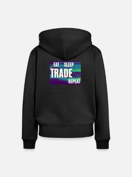 Eat Sleep Trade Repeat - Frauen Premium Bio Zip Hoodie - Schwarz