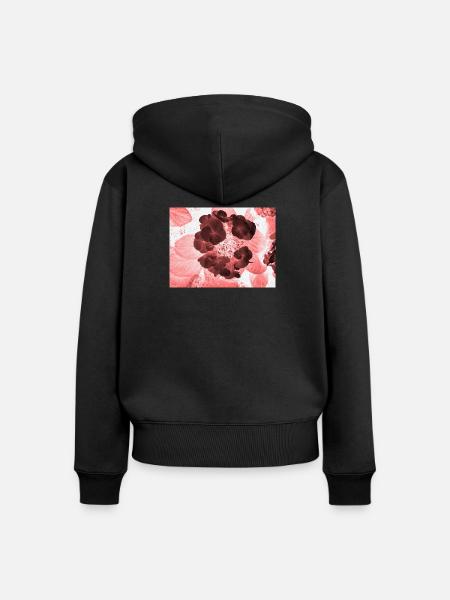 Rote Hydrangea Florales Muster - Frauen Premium Bio Zip Hoodie - Schwarz