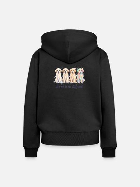 Wasserfarbenhunde – Anders Sein - Frauen Premium Bio Zip Hoodie - Schwarz