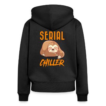 Serial Chiller Sloth rafraîchissant et relaxant - Sweat à capuche zippé Premium bio Femme - noir - Dos - Julia (174cm)