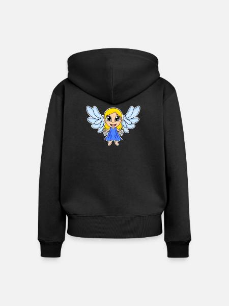 Engel Mädchen Flügel - Frauen Premium Bio Zip Hoodie - Schwarz