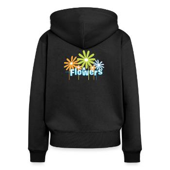 Blumen von Helfspawn - Frauen Premium Bio Zip Hoodie - Schwarz - Hinten - Julia (174cm)