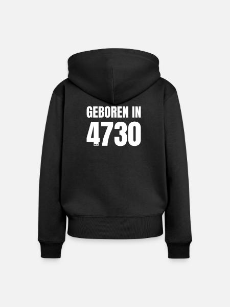 Design 18 – Geboren in 4730 - Frauen Premium Bio Zip Hoodie - Schwarz