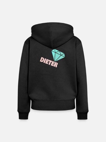 Funkelnder Diamant mit Dieter - Frauen Premium Bio Zip Hoodie - Schwarz