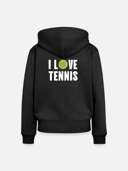 Ich liebe Tennis. - Frauen Premium Bio Zip Hoodie - Schwarz