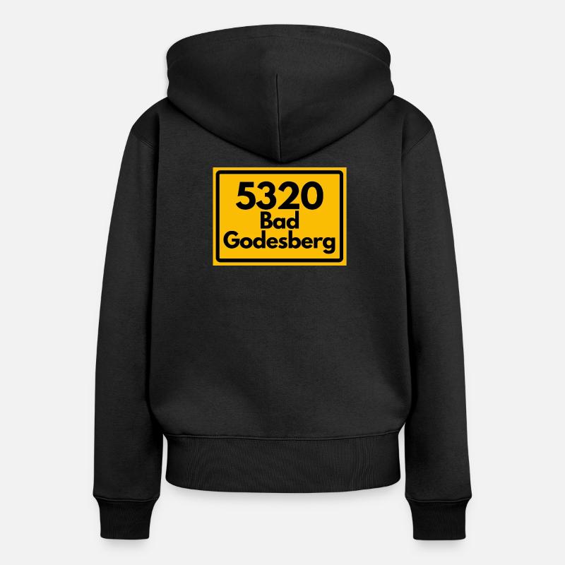 OLD POSTCODE POSTCODE RETRO 5320 Bad Godesberg NRW - Women's Premium Organic Zip Hoodie - black