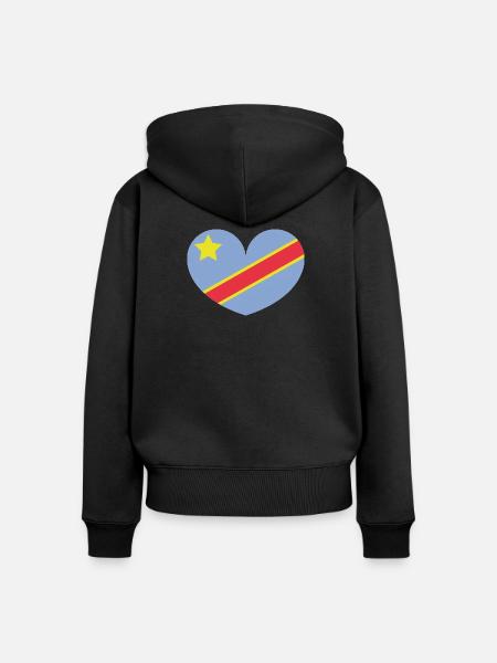 Kongo-Herzflagge - Frauen Premium Bio Zip Hoodie - Schwarz