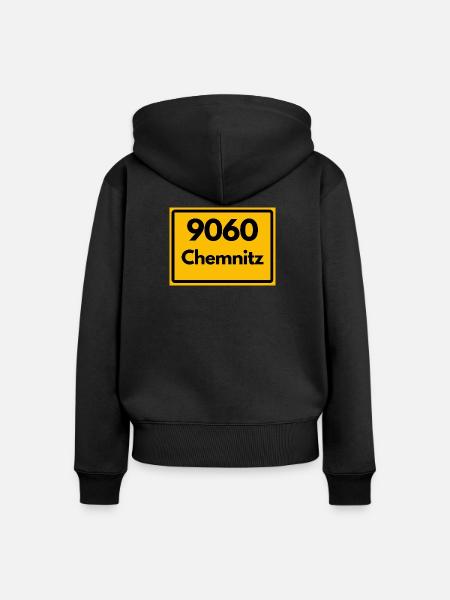 9060 PLZ SACHSEN CHEMNITZ ALTE POSTLEITZAHL - Frauen Premium Bio Zip Hoodie - Schwarz