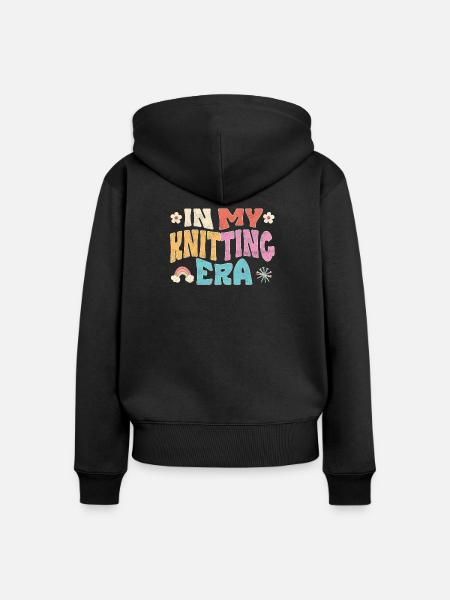 In my Knitting Era - Frauen Premium Bio Zip Hoodie - Schwarz