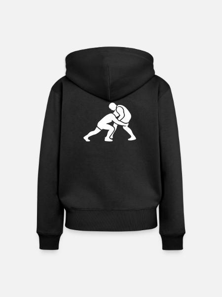 Ringen Ringer Zweikampf Symbol Weiß - Frauen Premium Bio Zip Hoodie - Schwarz