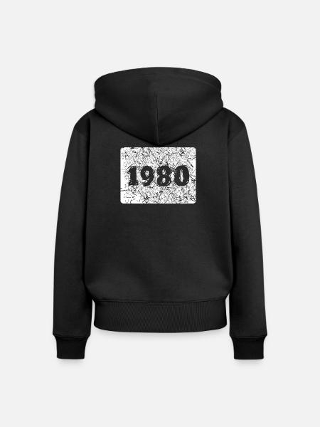 1980 - Frauen Premium Bio Zip Hoodie - Schwarz