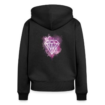 Watercolor Diamond - Frauen Premium Bio Zip Hoodie - Schwarz - Hinten - Julia (174cm)