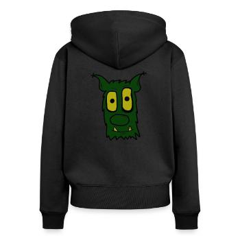 Troll dich! - Frauen Premium Bio Zip Hoodie - Schwarz - Hinten - Julia (174cm)