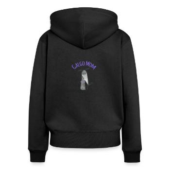 Galgo Mom schwarzer Galgo - Frauen Premium Bio Zip Hoodie - Schwarz - Hinten - Julia (174cm)