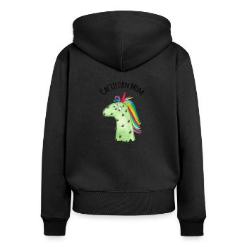 Cacticorn Mom - Sweat à capuche zippé Premium bio Femme - noir - Dos - Julia (174cm)