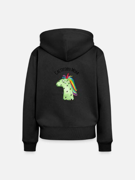 Cacticorn Mom - Frauen Premium Bio Zip Hoodie - Schwarz
