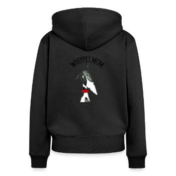Whippet Mom noir et blanc - Sweat à capuche zippé Premium bio Femme - noir - Dos - Julia (174cm)