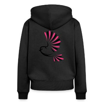 bird_2 - Sweat à capuche zippé Premium bio Femme - noir - Dos - Julia (174cm)