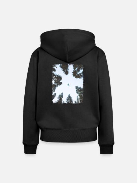 Wald & Flugzeug - Frauen Premium Bio Zip Hoodie - Schwarz