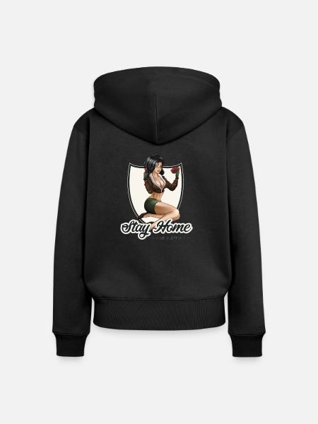 Lotsen-Mädchen-Pine nach oben - Frauen Premium Bio Zip Hoodie - Schwarz