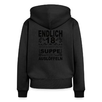Endlich 18 18.Geburtstag Geschenk Junge Mädchen - Frauen Premium Bio Zip Hoodie - Schwarz - Hinten - Julia (174cm)