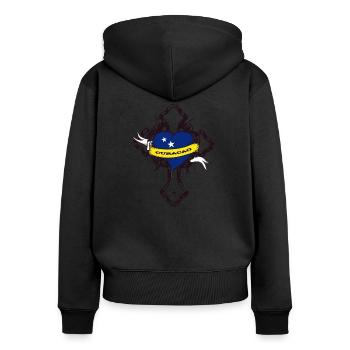 Curacao - Women's Premium Organic Zip Hoodie - black - Back - Julia (174cm)