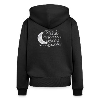 Love you to the moon and back - Frauen Premium Bio Zip Hoodie - Schwarz - Hinten - Julia (174cm)