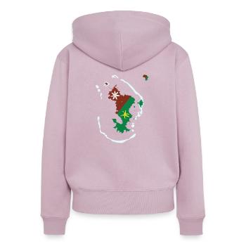 Maore (Mayotte) île d'Afrique - Sweat à capuche zippé Premium bio Femme - rose poudré - Dos - Julia (174cm)