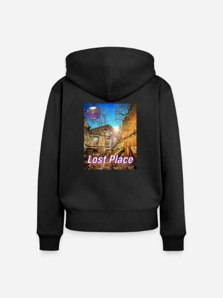 Lost Place Schmiede - Frauen Premium Bio Zip Hoodie - Schwarz