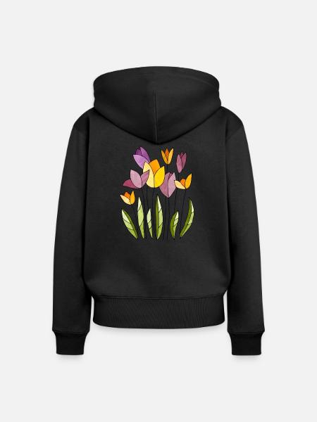 Blumen - Frauen Premium Bio Zip Hoodie - Schwarz